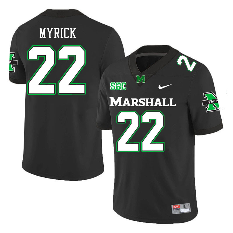 Men #22 Corey Myrick Marshall Thundering Herd SBC Conference College Football Jerseys Stitched-Black